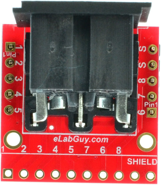 DIN8-F-BO-V1A, Din 8 Female connector Breakout Board, eLabGuy