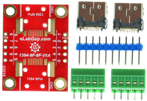 1394-9F-9F-V1A FireWire IEEE 400 9 pin Female to Female pass-through adapter breakout board