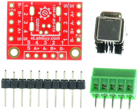 4 pin  FireWire  400 Female connector breakout board components