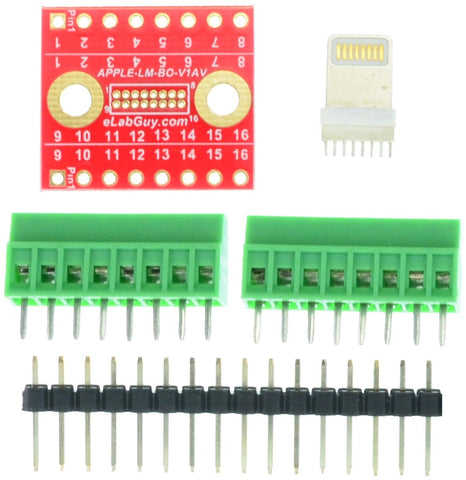 Apple Lighting male connector breakout board components