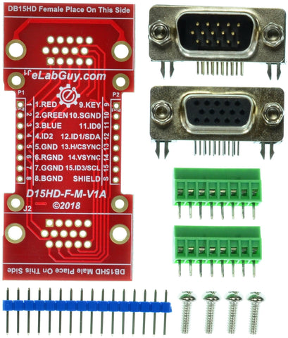 D15HD-F-M-V1A DB15HD VGA Female to DB15HD Male pass-through adapter