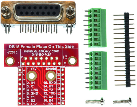 DB15 Female connector breakout board components