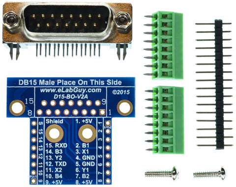 DB15 Male connector breakout board components
