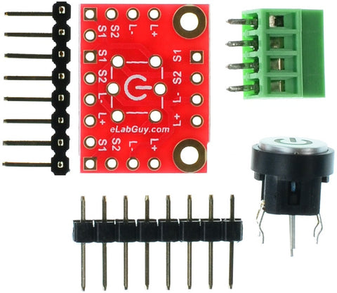Blue color LED tactile switch breakout board components