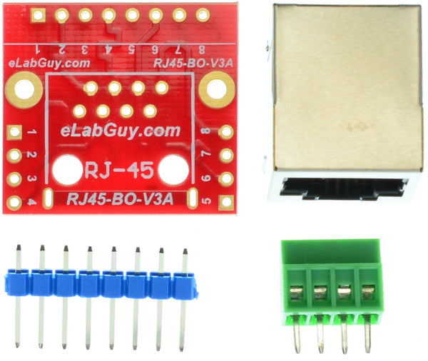 RJ45-BO-V3A, RJ45 8P8C female Breakout Board, network, Ethernet, eLabG ...
